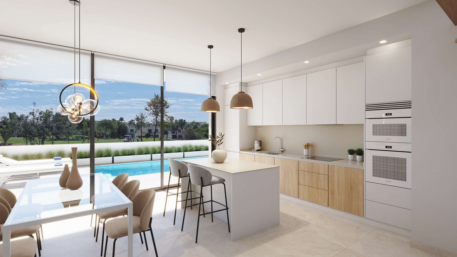 Kitchen-dining with views